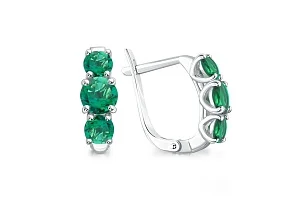 Серьги из белого золота с 6 изумрудами