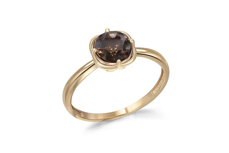 Кольцо из жёлтого золота с раухтопазом