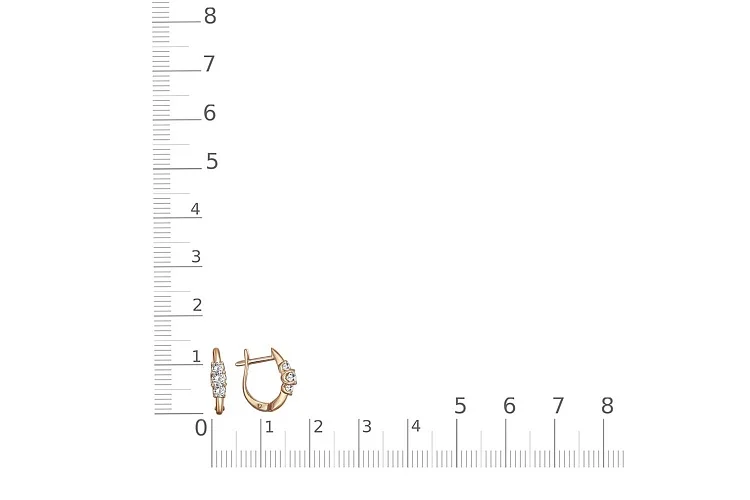 Серьги из красного золота с 6 фианитами