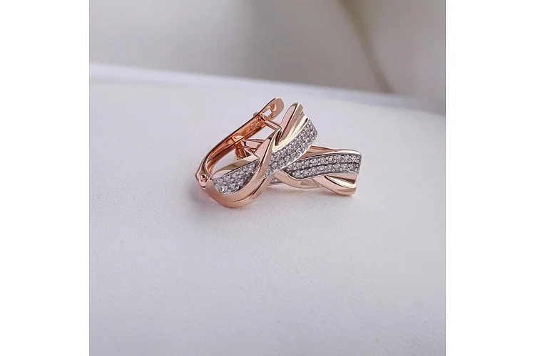 Серьги из красного золота с 50 бриллиантами