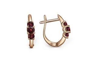 Серьги из красного золота с 6 гранатами