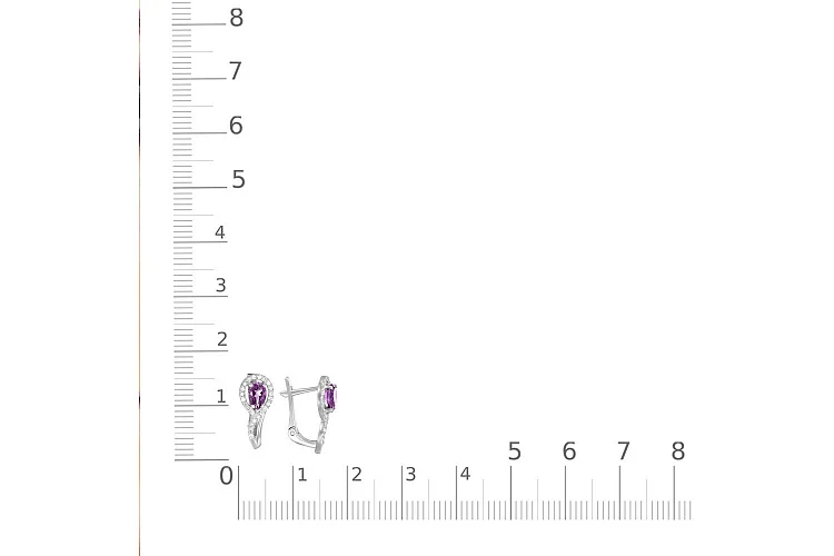 Серьги из белого золота с 2 аметистами и 46 бриллиантами