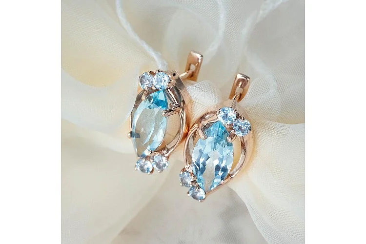 Серьги из красного золота с 10 топазами sky