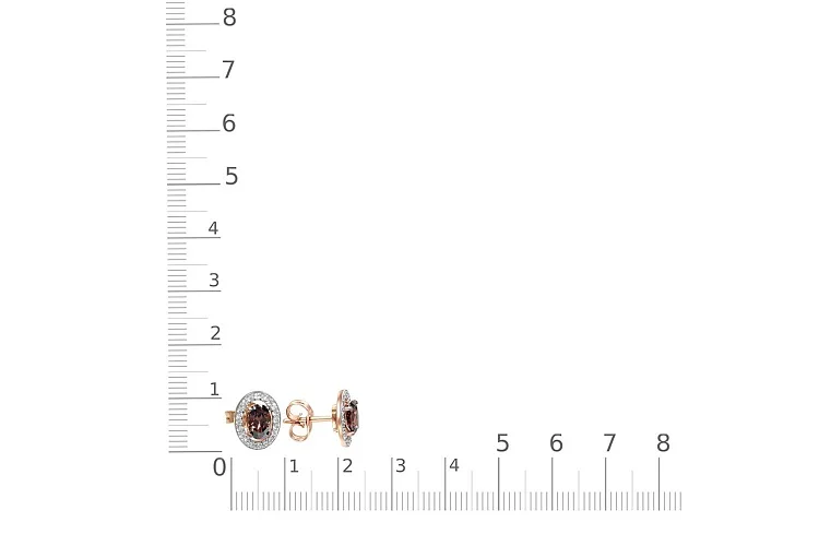 Серьги-пусеты из красного золота с 42 фианитами