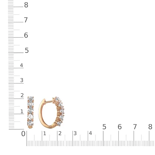 Серьги Дорожки из красного золота с 10 фианитами