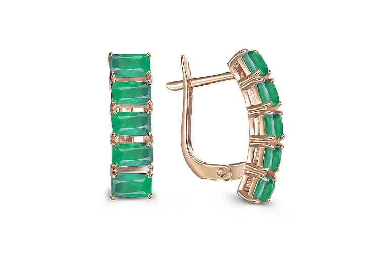 Серьги из красного золота с 10 агатами