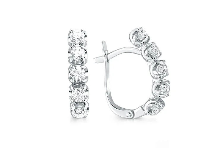 Серьги Дорожки из белого золота с 10 муассанитами