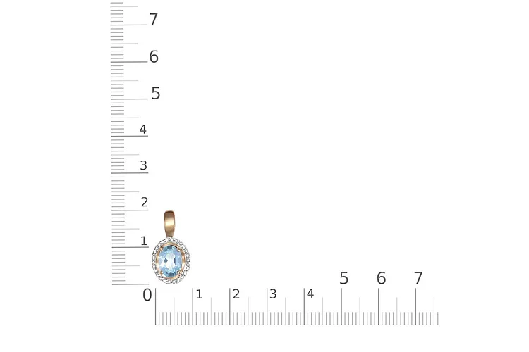 Подвеска из красного золота с топазом sky и 26 фианитами
