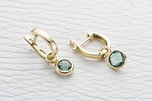 Серьги-трансформеры из жёлтого золота с 2 кварцами