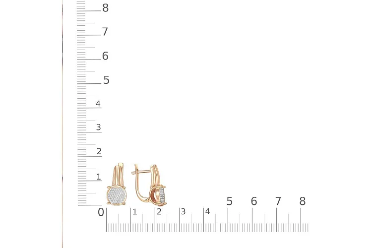 Серьги из красного золота с 88 фианитами