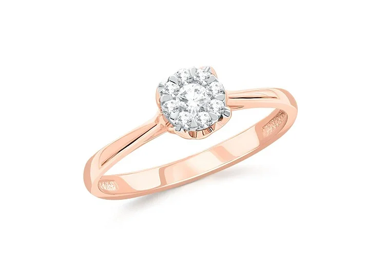 Кольцо из красного золота с 9 муассанитами