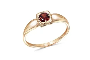 Кольцо из красного золота с гранатом