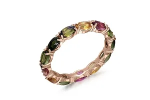 Кольцо Дорожка из красного золота с 14 турмалинами
