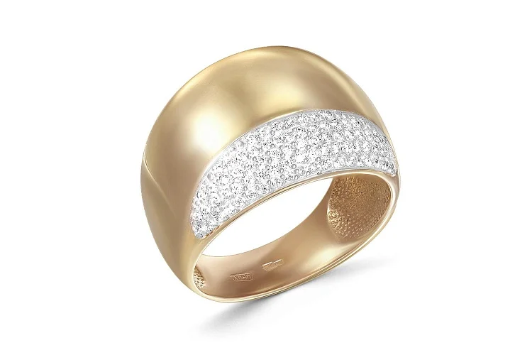 Кольцо из жёлтого золота с 78 фианитами