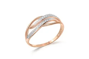 Кольцо из красного золота с 26 фианитами