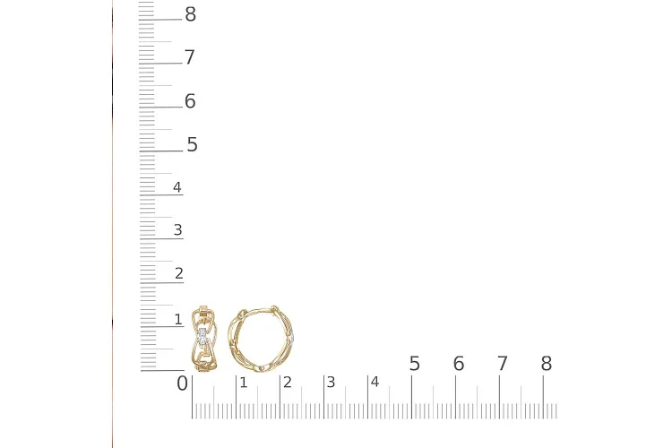 Серьги из жёлтого золота с 6 фианитами