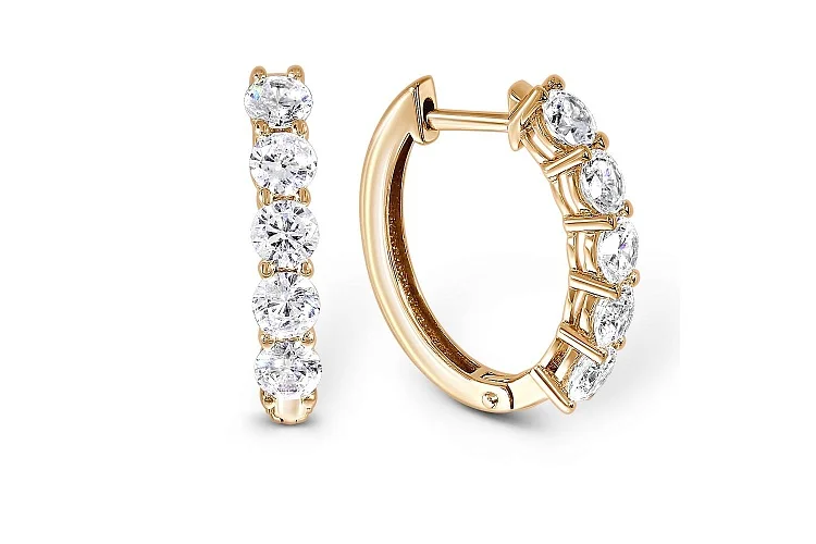 Серьги Дорожки из жёлтого золота с 10 фианитами