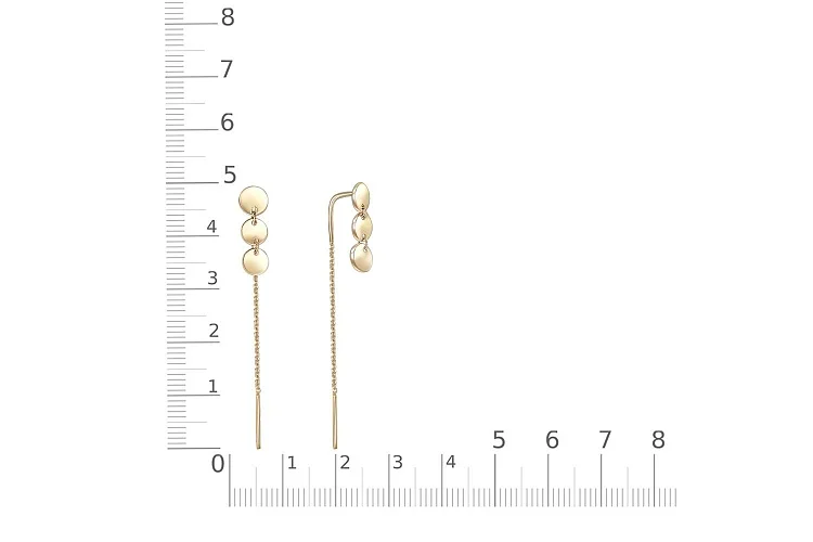 Серьги-продёвки Круги из жёлтого золота без вставок