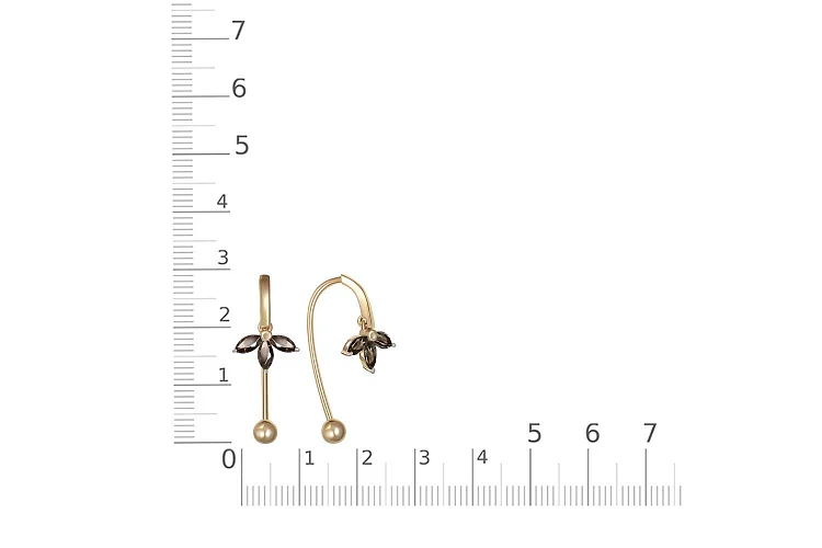 Серьги Цветы из жёлтого золота с 6 раухтопазами