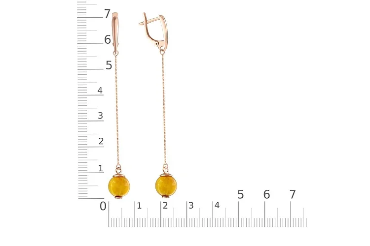 Серьги из красного золота с янтарём