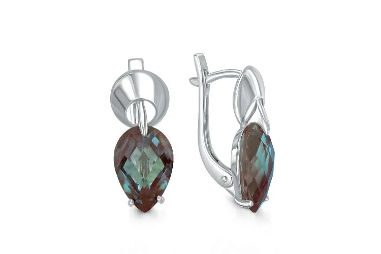 Серьги из белого золота с 2 александритами