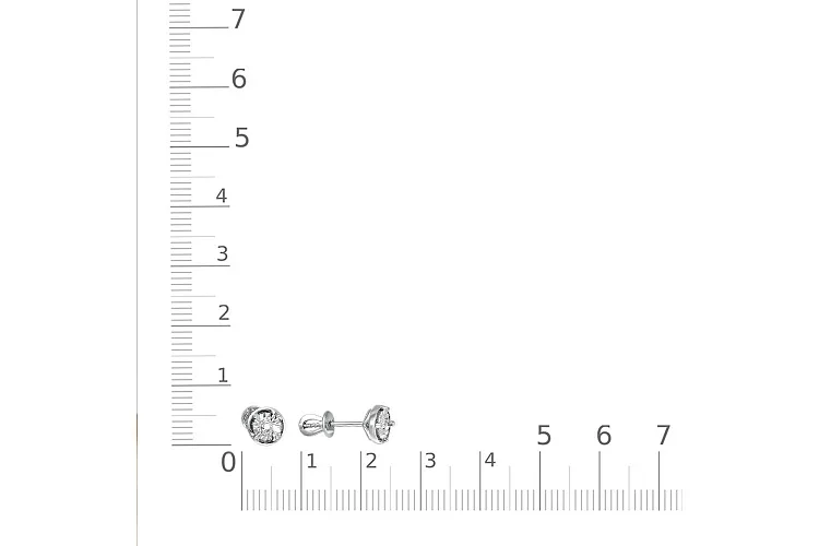 Серьги-пусеты из белого золота с 2 бриллиантами