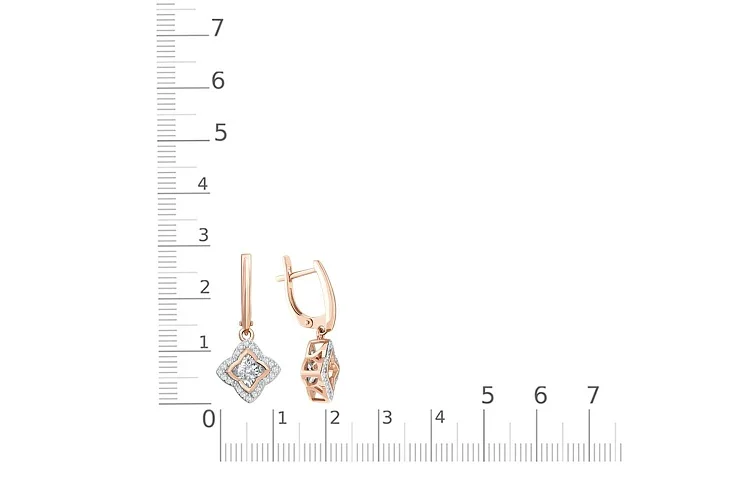 Серьги из красного золота с 42 бриллиантами