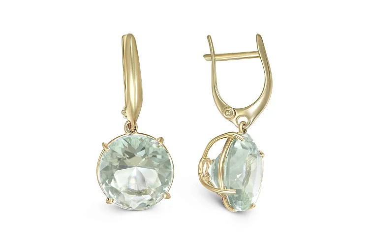 Серьги из жёлтого золота с 2 аметистами