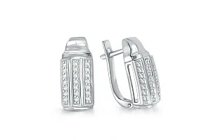 Серьги из белого золота с 42 фианитами