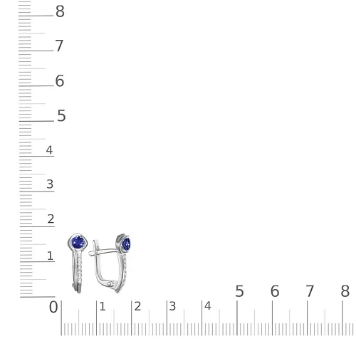 Серьги из белого золота с 2 сапфирами и 14 бриллиантами