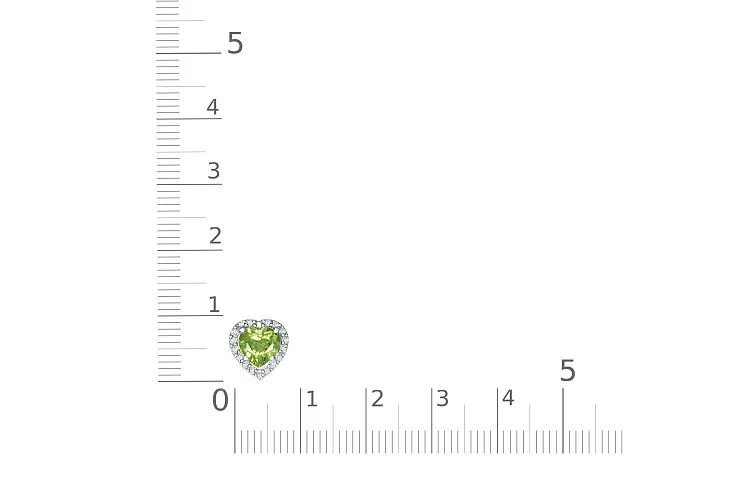 Подвеска Сердце из белого золота с хризолитом и 18 бриллиантами