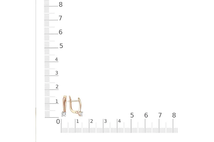 Серьги из красного золота с 2 фианитами