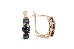 Серьги из красного золота с 6 сапфирами