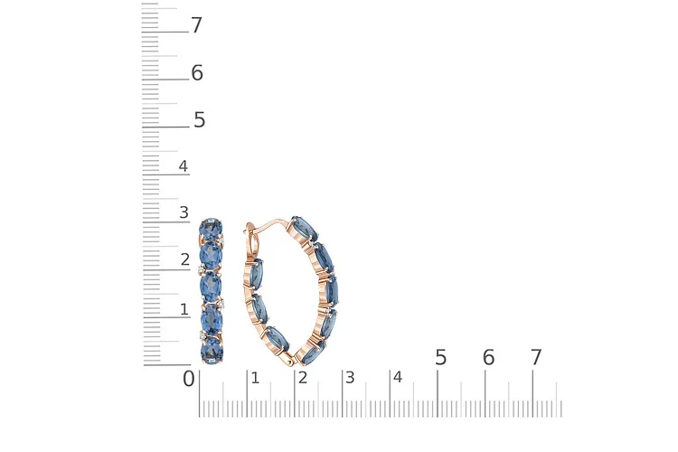 Серьги из красного золота с 16 топазами лондон и 8 фианитами