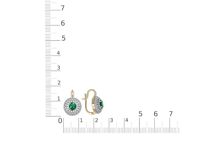 Серьги из жёлтого золота с 2 изумрудами и 112 бриллиантами