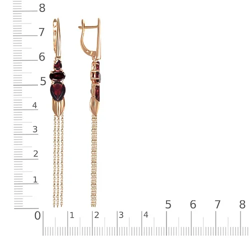 Серьги из красного золота с 6 гранатами