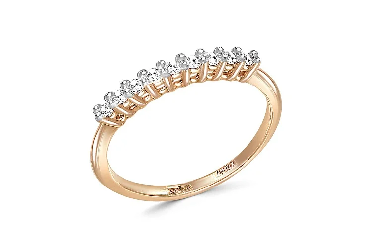 Кольцо Дорожка из красного золота с 9 бриллиантами