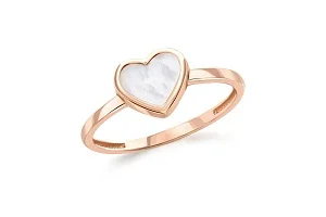 Кольцо Сердце из красного золота с перламутром
