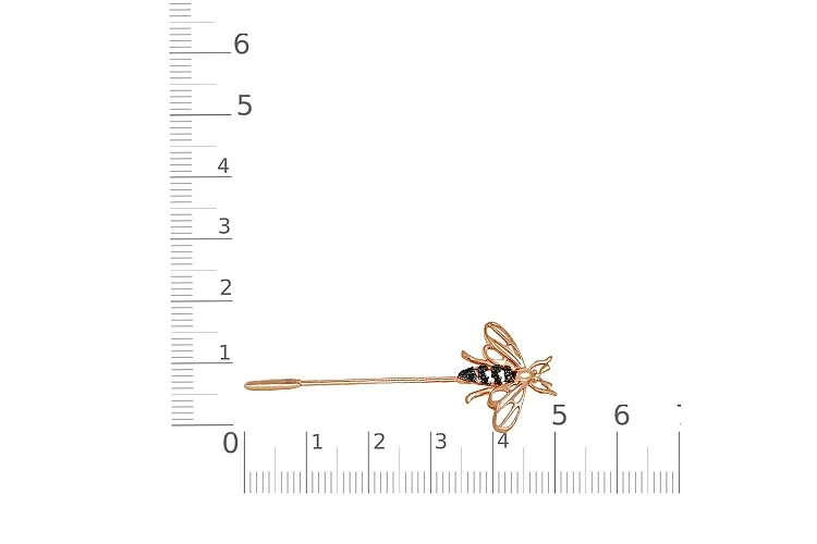 Брошь Пчела из красного золота с 11 фианитами