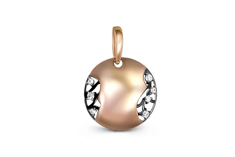 Подвеска Веточка из красного золота с 7 фианитами