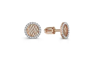 Серьги-пусеты из красного золота с 504 фианитами