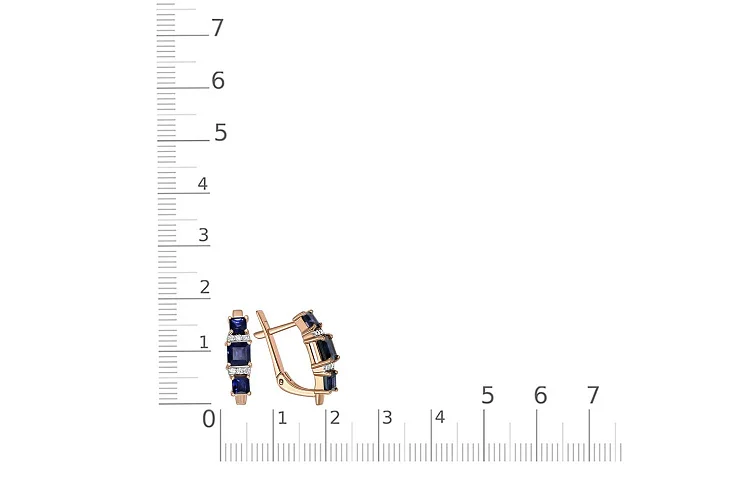 Серьги из красного золота с 6 сапфирами и 12 бриллиантами