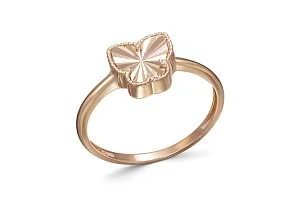 Кольцо Бабочка из красного золота без вставок