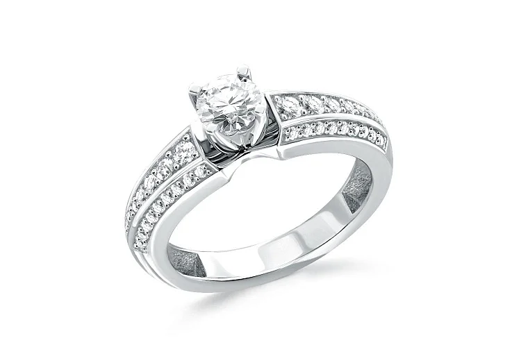 Кольцо из белого золота с 47 муассанитами