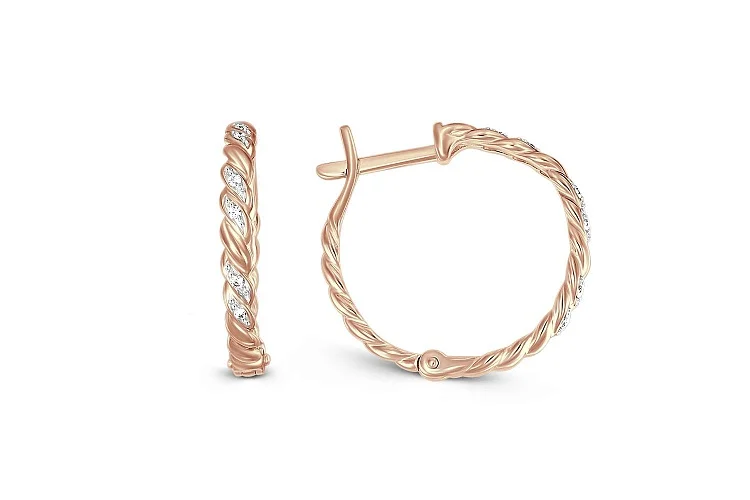 Серьги Дорожки из красного золота с 12 бриллиантами