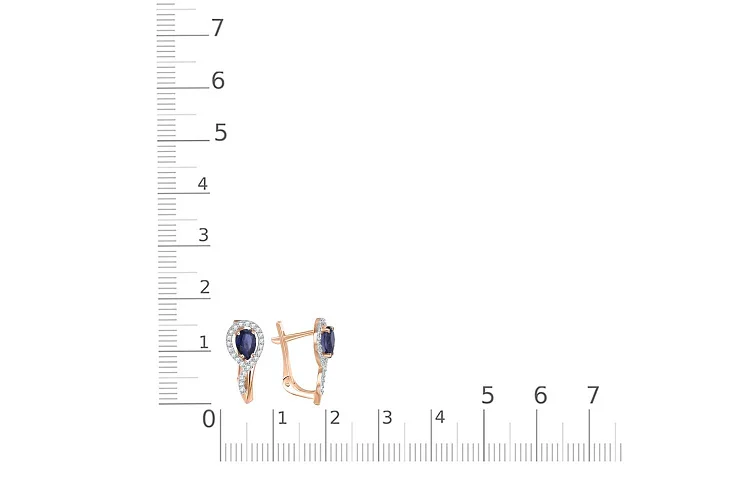 Серьги из красного золота с 2 сапфирами и 48 бриллиантами
