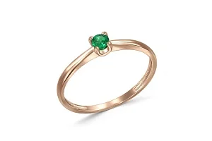 Кольцо из красного золота с изумрудом