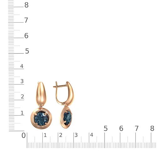 Серьги из красного золота с 2 ситаллами