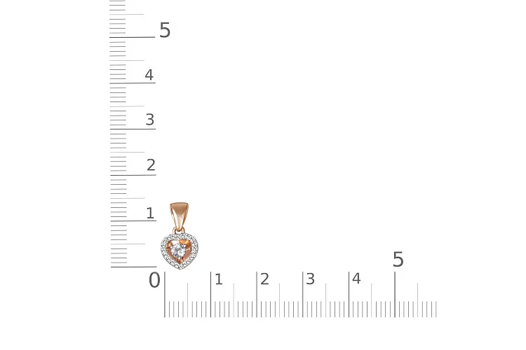 Подвеска Сердце из красного золота с 21 фианитами