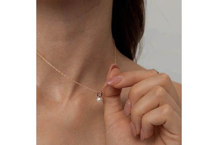 Подвеска серёг-трансформеров из красного золота с жемчугом